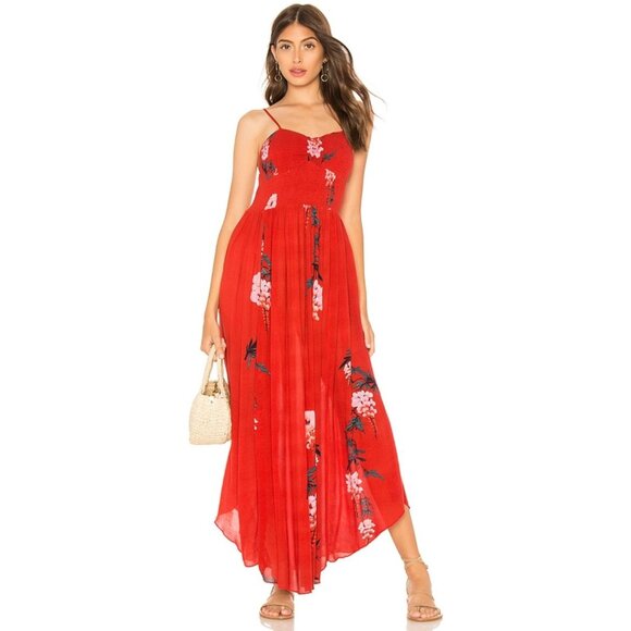 Free People Dresses & Skirts - NWT Free People Beau Smocked Printed Slip Midi Dress-sz Medium